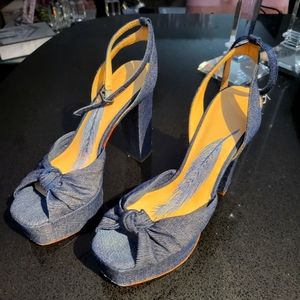 Denim platform heels
